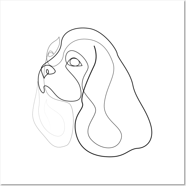 King Charles Cavalier - Spaniel - one line drawing Wall Art by addillum